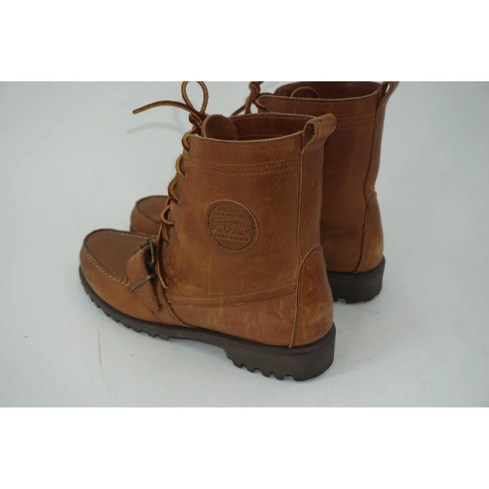 Ralph Lauren Polo Country Ranger Boots Brown Leather Buckle Men's Size 9.5D